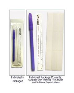 Skin Marking Pen w/ 9 Labels & 6  Flxble Ruler Sterile
